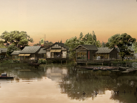 chinese garden landscape psd