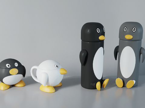 Modern cartoon penguin cup