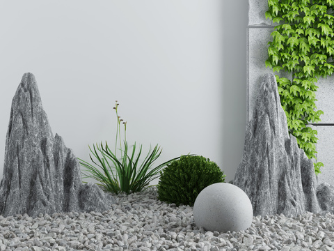 Modern courtyard rockery landscape sketch