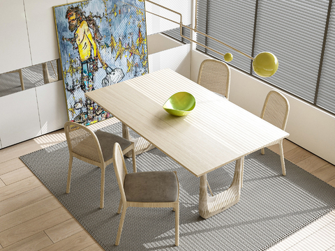 FENDI Solid Wood Dining Table and Chair Free