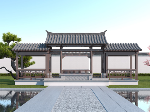 Chinese-style ancient corridor