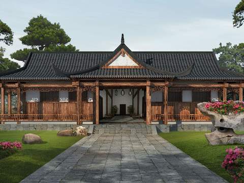 Neo-Chinese Style Chinese Ancient Architecture appearance psd