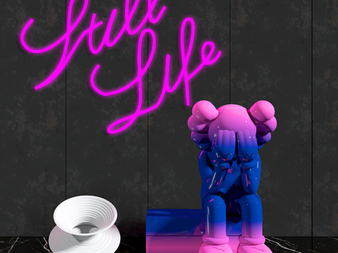 Modern Neon Kaws Sculpture