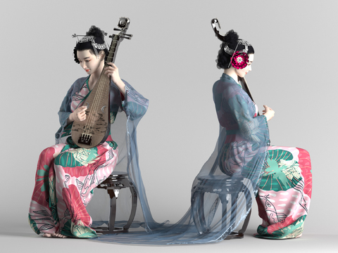 Chinese Style Pipa Ancient Dress Beautiful Characters