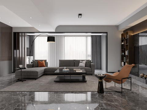 Modern premium gray living room dining room free