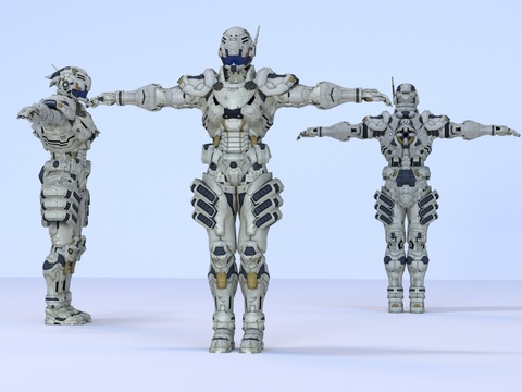 Modern mechanical warrior game character