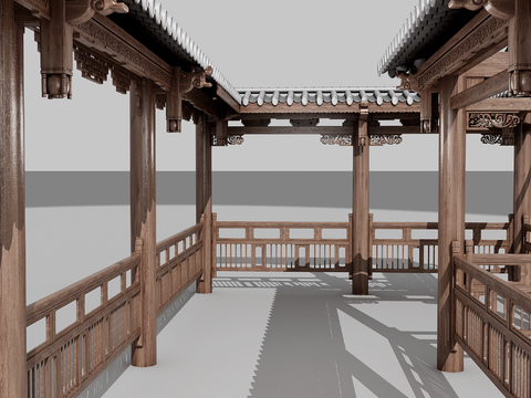 Neo-Chinese Style solid wood corridor