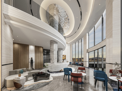 Modern Affordable Luxury Style Hotel Lobby Front Desk