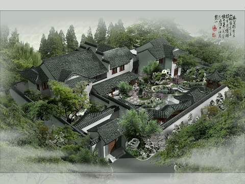 chinese garden landscape psd