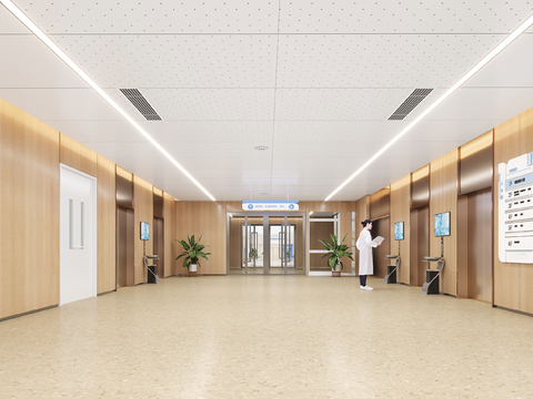 modern hospital elevator hall