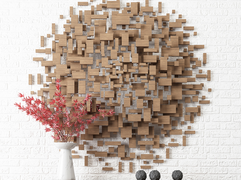 Modern solid wood wall decoration floral decoration combination