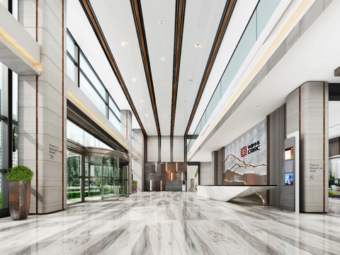 Lobby elevator hall of modern office building