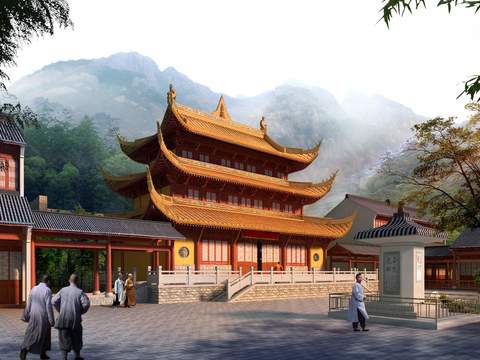 chinese temple landscape psd