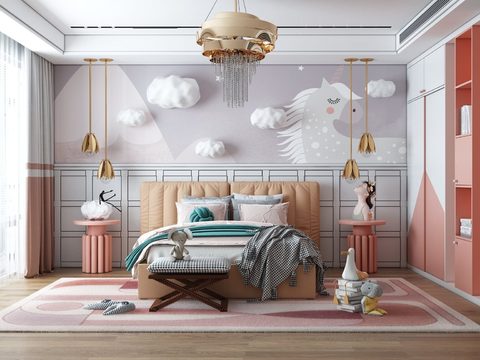 Nordic simple creative kids Bedroom free