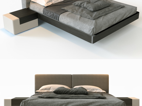 Meridiani modern gray double bed