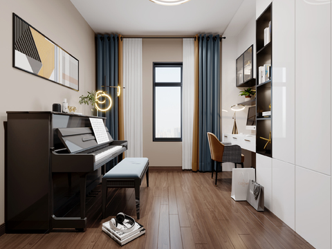 Modern Study Piano Room Bedroom