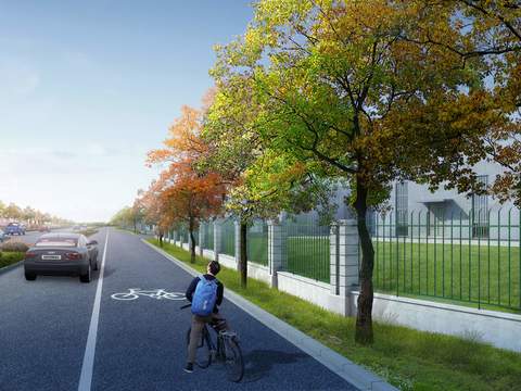 urban road green belt single lane psd