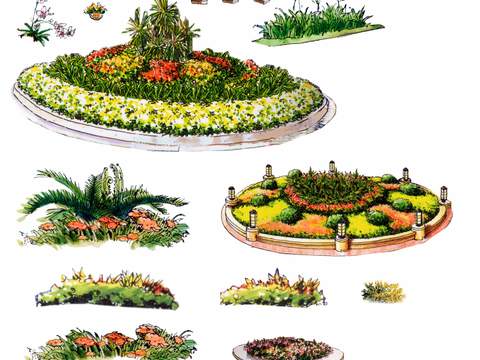 modern flower bed green plant renderings psd