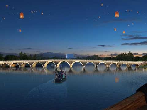 river night scene moon cave bridge psd