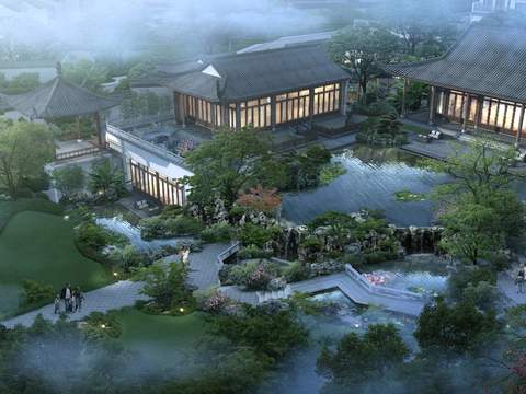 New Chinese Garden Landscape psd