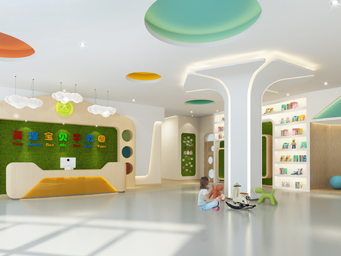 Modern kindergarten early education hall aisle