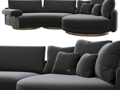 Ligne roset black curved sofa