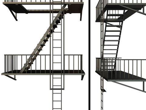 Steel frame stairs escape stairs fire stairs