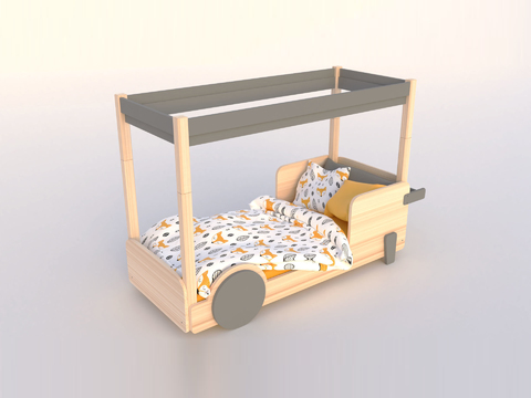 Nordic Simple Solid Wood Trolley kids Bed Free