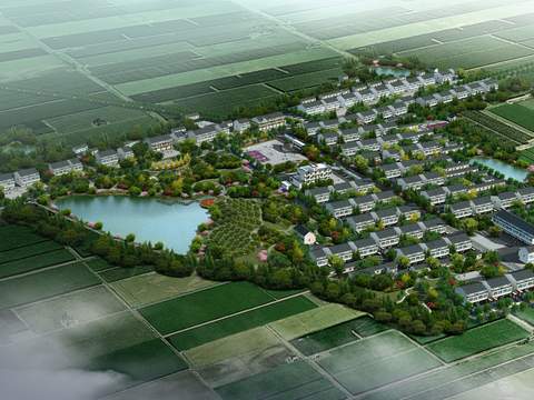 Neo-Chinese Style wetland garden bird's eye view psd