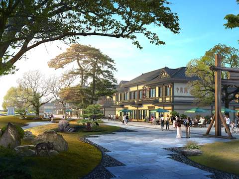 Neo-Chinese Style commercial street landscape psd