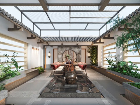 New Chinese roof garden sun room