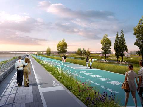 waterfront road greenway landscape psd