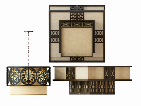 Chinese-style solid wood chandelier ceiling lamp