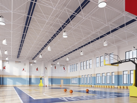 modern school basketball hall