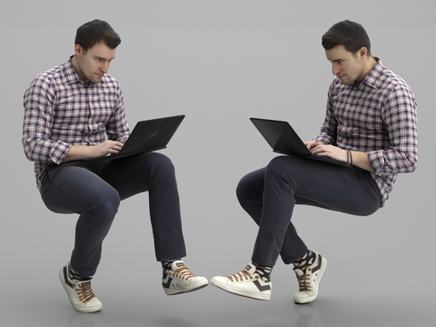 Modern Male Sitting Figure