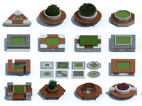 Modern outdoor tree pool flower bed seat