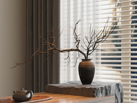 Dead branches and dry branches of clay pot