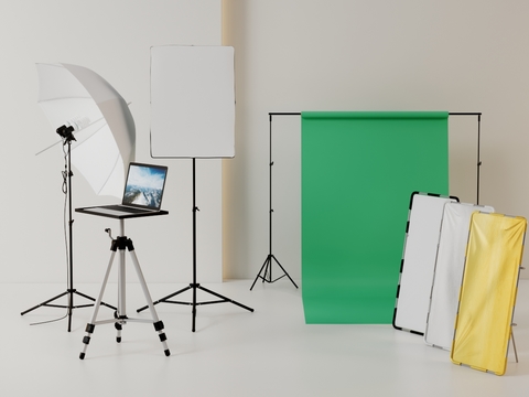 Studio Equipment Camera Set Flash Light Reflector Green Screen