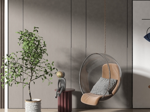 Modern glass hanging chair round table