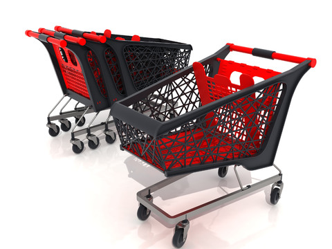 Modern supermarket cart shopping basket