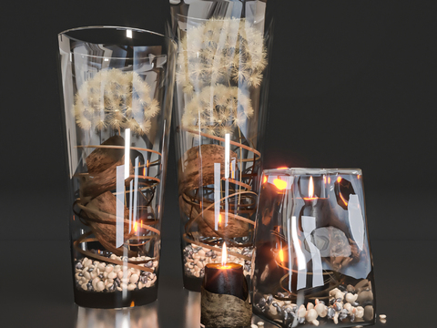 Modern glass candle holder combination