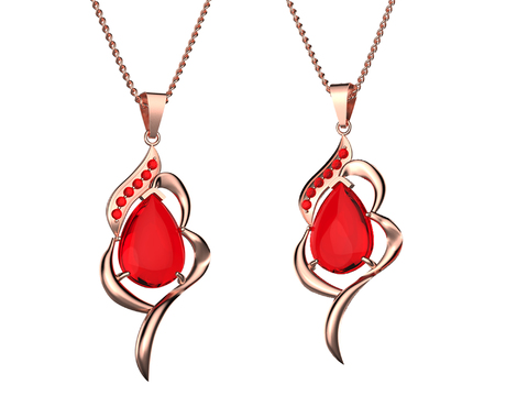 Modern Ruby Necklace Pendant