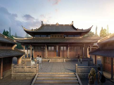 Neo-Chinese Style ancient building appearance psd