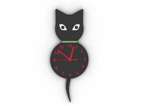 Nordic Minimalist Kitten Wall Clock Free