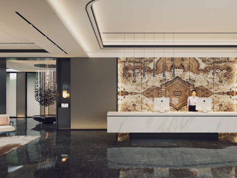 Modern Affordable Luxury Style Hotel Lobby Front Desk