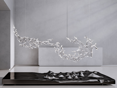 Modern abstract crystal installation sculpture