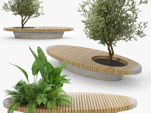 Modern outdoor tree pool seat