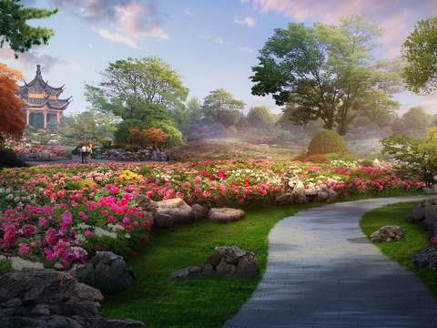 modern park flower sea landscape psd