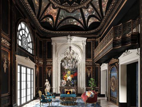European classical villa living room