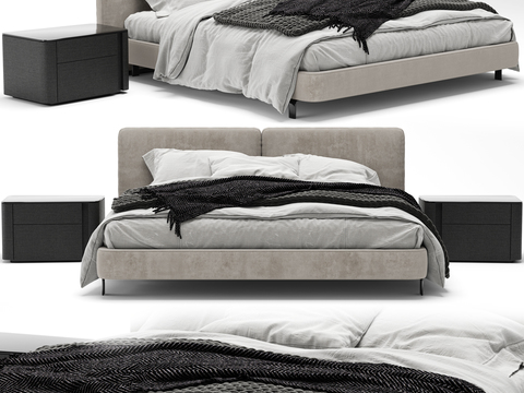 Minotti Modern Bedroom Fabric Double Bed